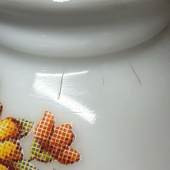 Milk Glass Hurricane Lamp Globe Flower Yellow Pink Vintage Table Light Shade 8" - Picture 2 of 7